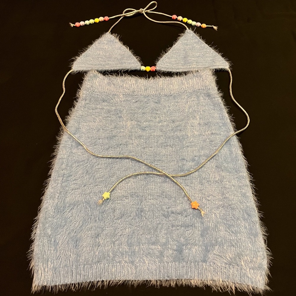 Current Mood eyelash knit skirt and bikini top set